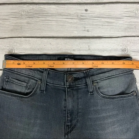HUDSON Grey Black Nico Mid-Rise Super Skinny Ankle Stretch Jeans - Picture 11 of 12